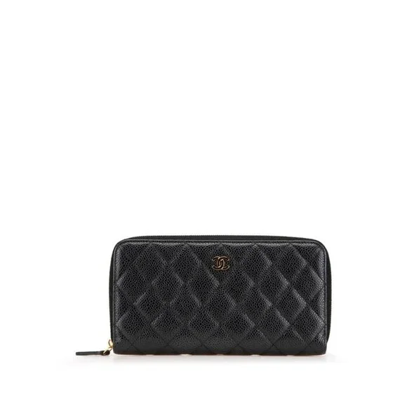 CHANEL Black Caviar Leather Logo Wallet - Picture 1 of 14